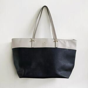 Kate Spade Cedar Street Harmony Tote Two-Tone Black & Beige Leather Shoulder Bag